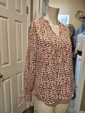 New W Tag Mascomoda Abstract Polyester Puff Sleeve Blouse Small